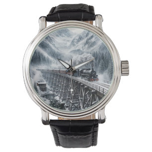 Vintage Train On a Mountain Valley Trestle Watch