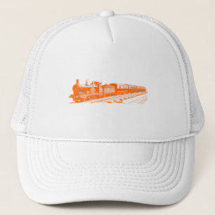 Vintage Train - Orange Trucker Hat