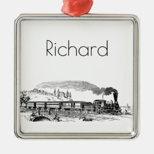 vintage Train sketch Metal Ornament