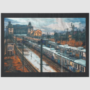 Vintage Train Station 20x30 Decoupage Tissue Paper