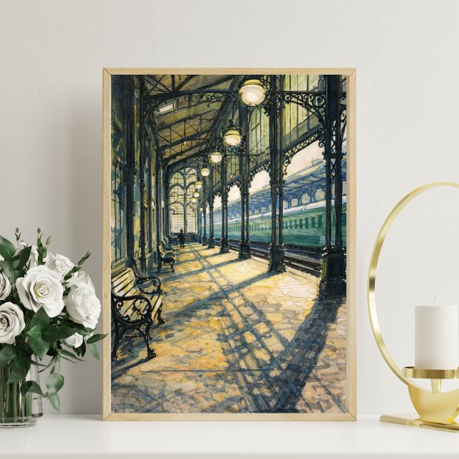 vintage train station art classic railway station poster (Creator Uploaded)