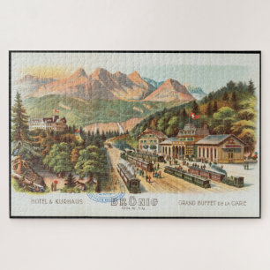 Vintage Train Station Painting Jigsaw Puzzle