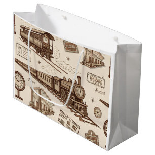 Vintage Train Station Pattern (2) Large Gift Bag