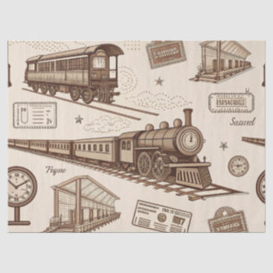 Vintage Train Station Pattern (2) Tissue Paper