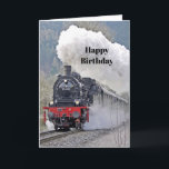 Vintage Train Steam Locomotive Photo Birthday Card<br><div class="desc">A steam locomotive is a type of train locomotive that produces its power through a steam engine. These locomotives are fuelled by burning combustible material – usually coal, wood, or oil – to produce steam. The majority of steam locomotives were retired from regular service by the 1980s, although several continue...</div>