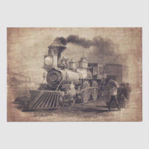 Vintage Train tissue paper for decoupage crafts
