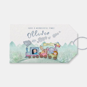 Vintage Train Transport Birthday Watercolor photo Gift Tags