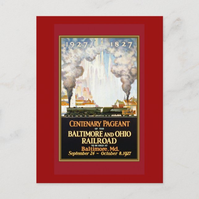 Vintage Train Travel Poster Art Postcard (Front)