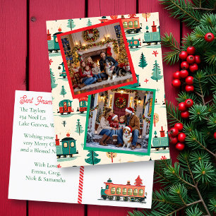 Vintage Train Two Photo Template Christmas
