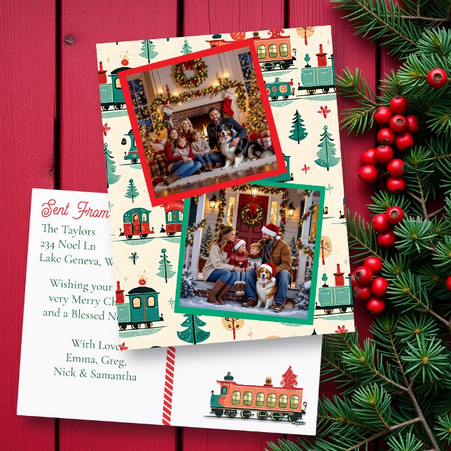 Vintage Train Two Photo Template Christmas (Creator Uploaded)