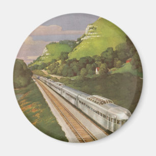 Vintage Train Vacation, Locomotive in Country Magnet