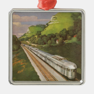 Vintage Train Vacation, Locomotive in Country Metal Tree Decoration