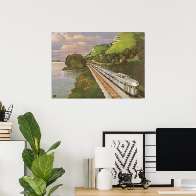 Vintage Train Vacation, Locomotive in Country Poster (Home Office)