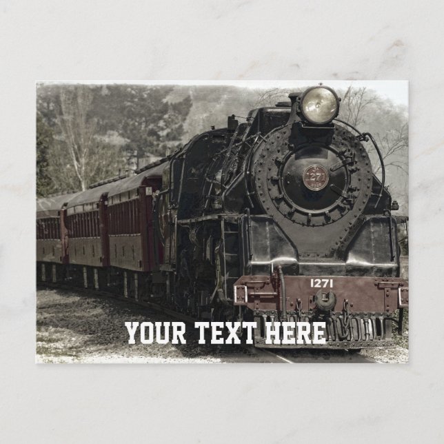 Vintage Train  with CustomText Postcard (Front)