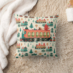  Vintage Trains Christmas Cushion