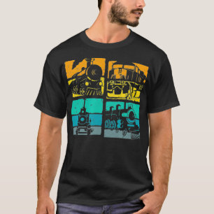 Vintage Trains Steam Locomotive Railroad Retro T-Shirt