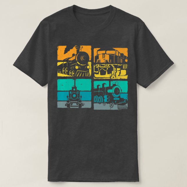 Vintage Trains Steam Locomotive Railroad Retro T-Shirt (Design Front)
