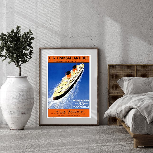 Vintage Transatlantic Cruise Ship Poster (Creator Uploaded)