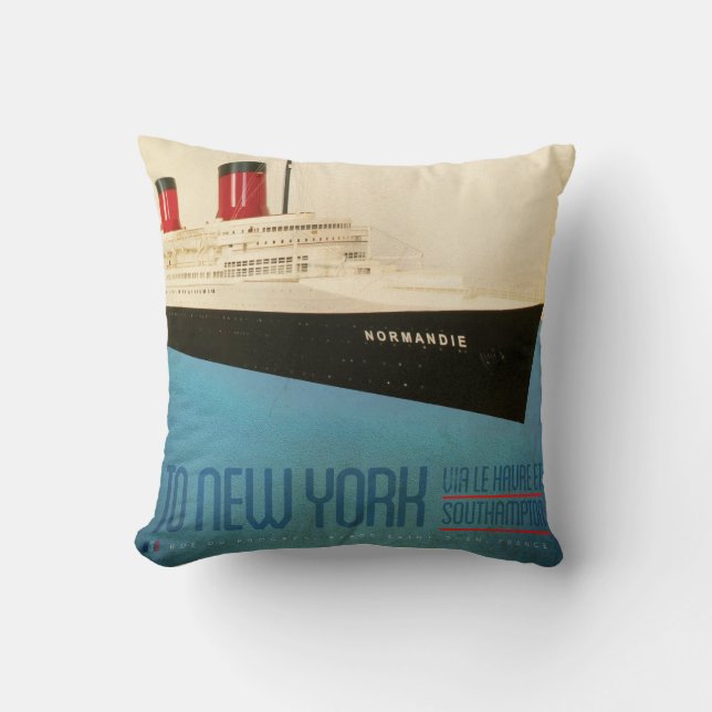 Vintage Transatlantique Throw Pillow (Front)