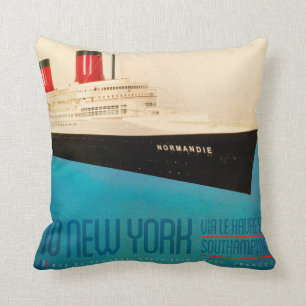 Vintage Transatlantique Throw Pillow