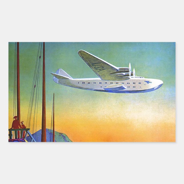 Vintage Transpacific Air Travel Rectangle Sticker (Front)