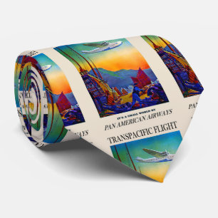 Vintage Transpacific Travel Artwork Tie