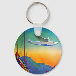 Vintage Transpacific Travel Key Ring