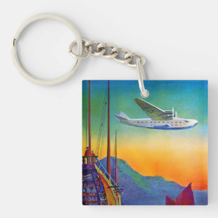Vintage Transpacific Travel Key Ring