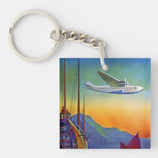 Vintage Transpacific Travel Key Ring (Front)