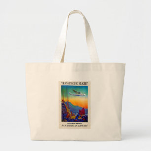 Vintage Transpacific Travel Large Tote Bag