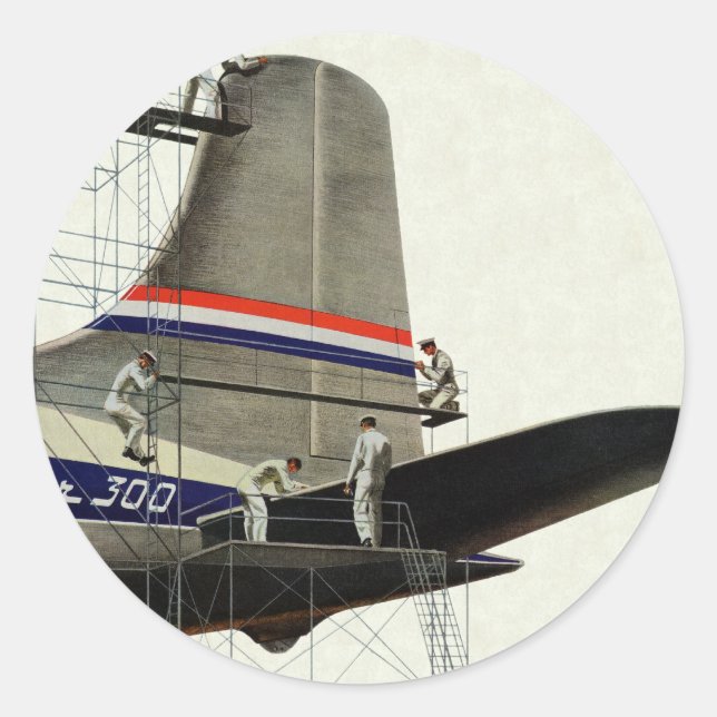Vintage Transportation, Aeroplane Maintenance Classic Round Sticker (Front)