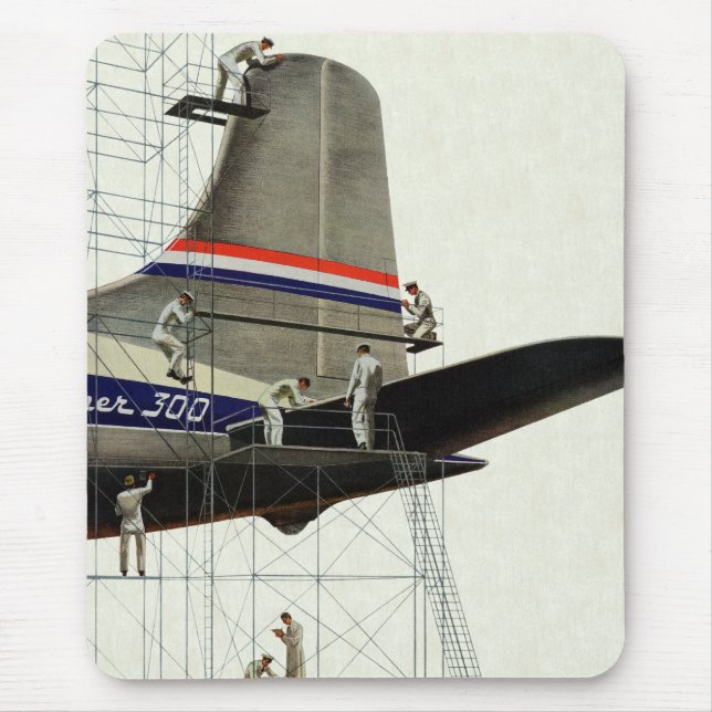 Vintage Transportation, Aeroplane Maintenance Mouse Pad (Front)