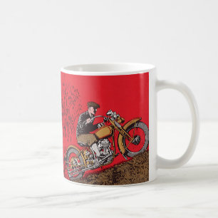 Vintage Transportation, Antique Motorcycle Rider Coffee Mug