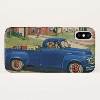 Vintage Transportation, Classic Blue Truck iPhone X Case
