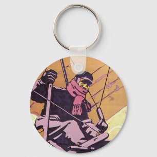 Vintage Transportation Hang Glider Aircraft Key Ring