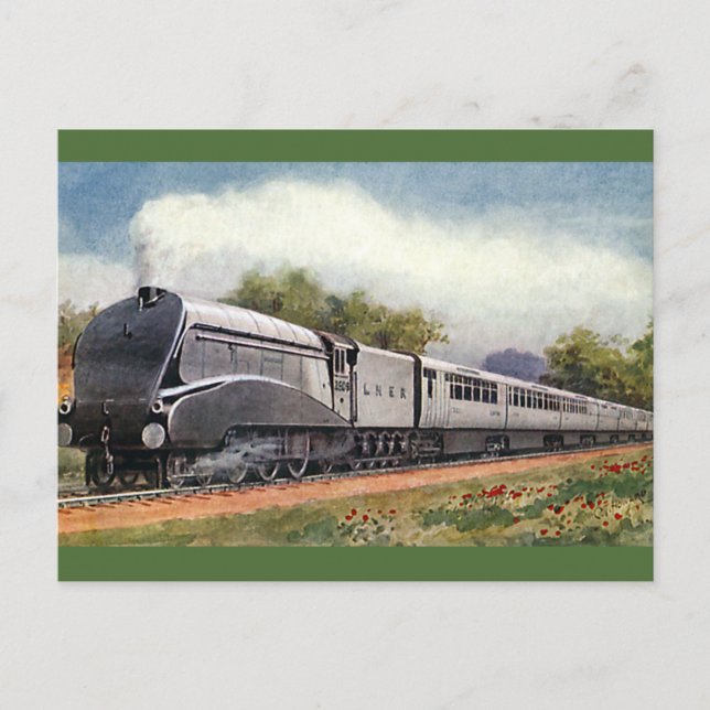 Vintage Transportation, Modern Silver Bullet Train Postcard (Front)