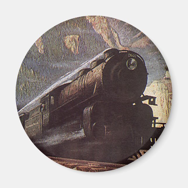 Vintage Transportation, Mountain Train Travel Magnet (Front)