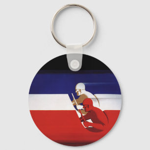 Vintage Transportation, Patriotic Racers Race Cars Key Ring