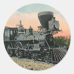 Vintage Transportation, Western Antique Coal Train Classic Round Sticker