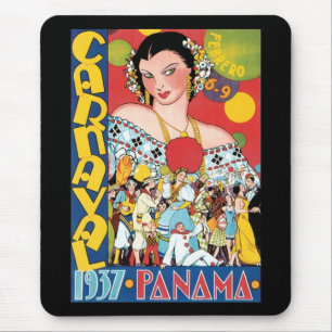 Vintage Travel 1937 Panama Carnival Party Woman Mouse Pad