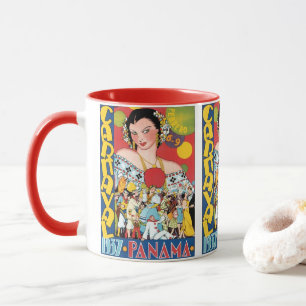 Vintage Travel 1937 Panama Carnival Party Woman Mug