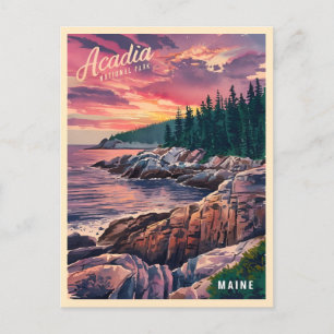Vintage Travel Acadia National Park Maine Seaside Postcard