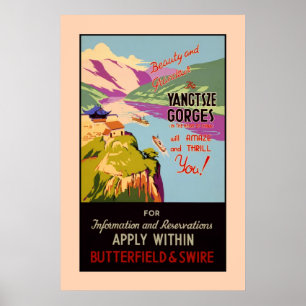 Vintage Travel Ad The Yangtze Gorges China Poster