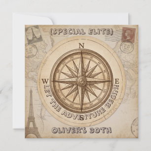 Vintage Travel Adventure Custom Birthday Napkins Invitation