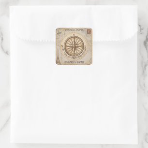 Vintage Travel Adventure Custom Birthday Napkins Square Sticker