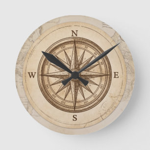 Vintage Travel Adventure Custom Party Paper Cups Round Clock