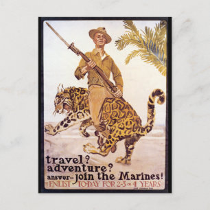 Vintage Travel Adventure Join the Marines Poster Postcard