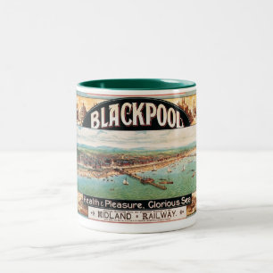 Vintage Travel Advert / Blackpool England 1890's Two-Tone Coffee Mug