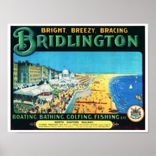 Vintage Travel Advert Bridlington England 1890's Poster