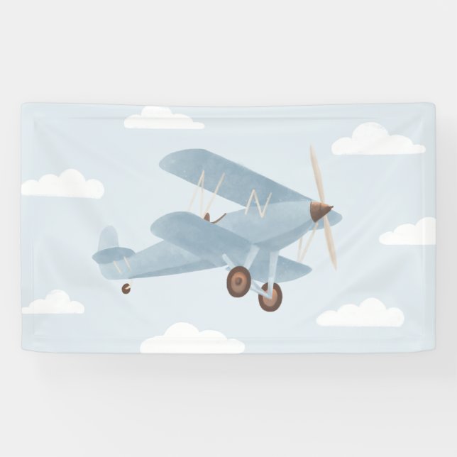 Vintage Travel Aeroplane Birthday Banner (Horizontal)